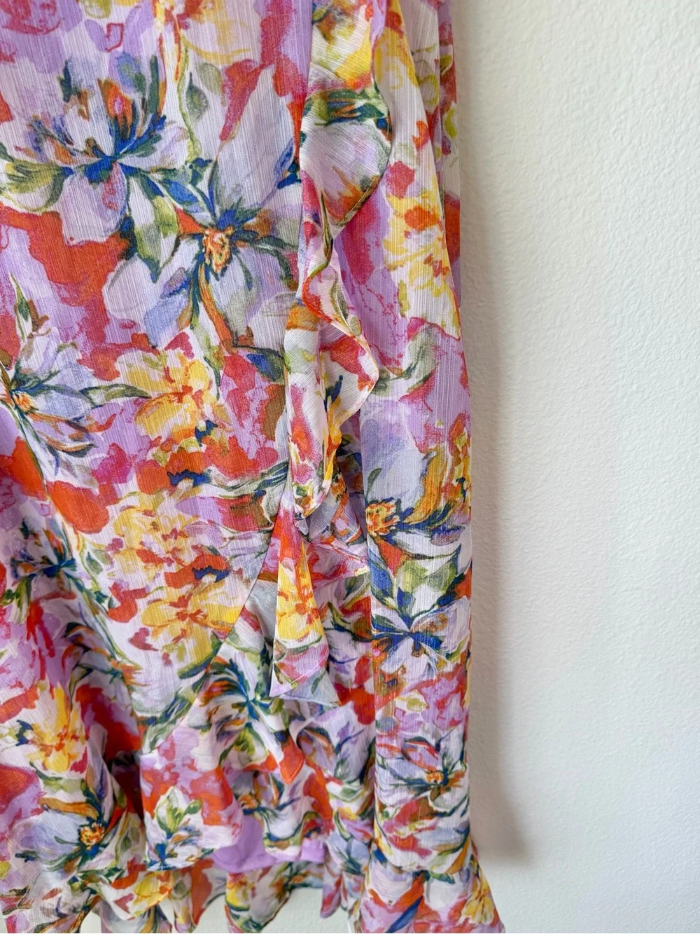 London Times Floral Print Ruffle Dress Women's Cottagecore Pastel Size 10 - Picture 6 of 12